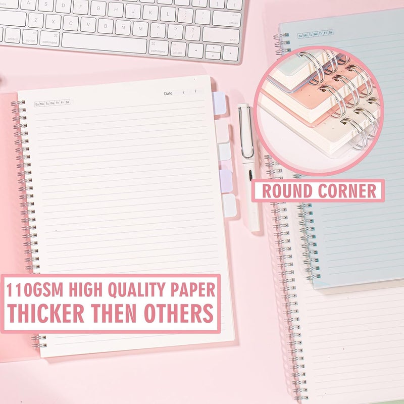 OWSC 3 Pack Ruled Notebook, 8.5 x 11 Inches Spiral Notebooks for Work, School and Journal with 110 GSM Journal Ruled Paper, Large Notebook with 80 Sheets/160 Pages, Hardcover Ruled Journal - Image 2